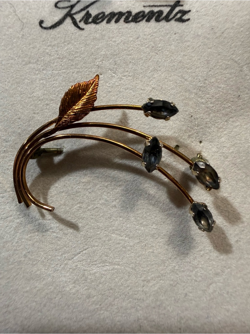 Vintage Krementz gold-overlay floral spray brooch